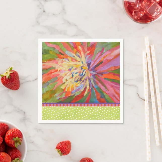 Orange Tropenkalk Green Dot Border Serviette (Beispiel)