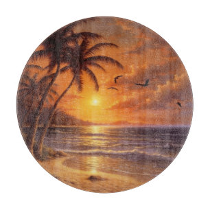 ORANGE TROPISCHE SONNENUNTERGANG STRANDSZENE SCHNEIDEBRETT