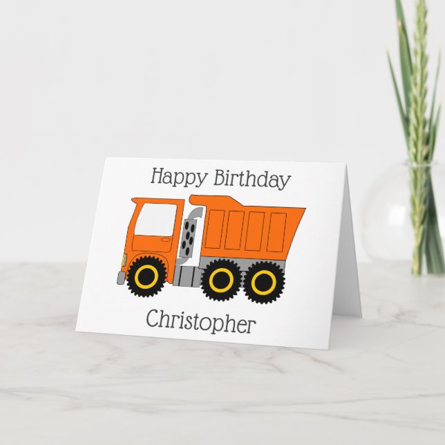 Orange Truck Personalisiert Geburtstag Karte (Vorderseite)