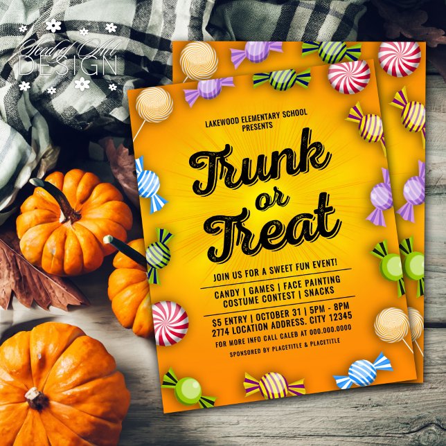 Orange Trunk oder Leckerei Halloween Candy Frame E Flyer (Von Creator hochgeladen)