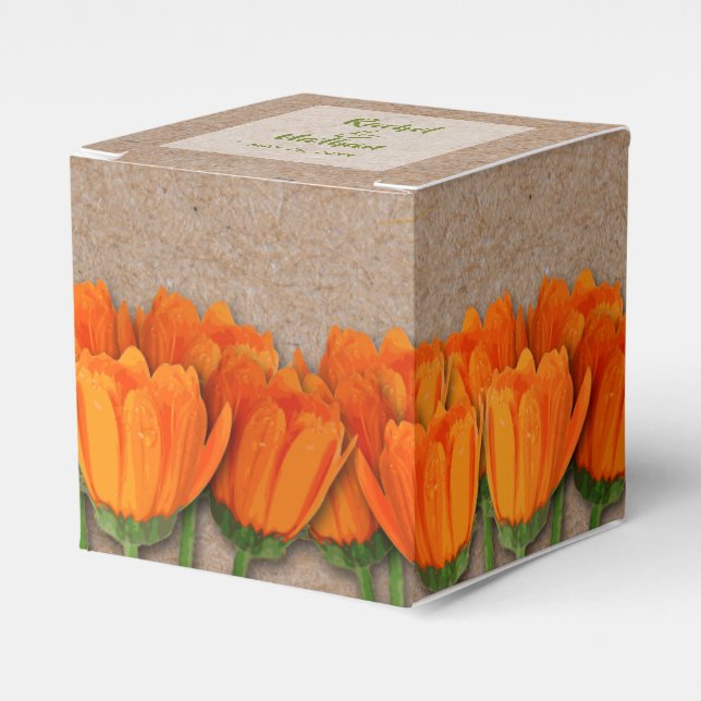 Orange Tulip auf Kraft 2" Gastgeschenk Boxen Geschenkschachtel (Vorderseite)