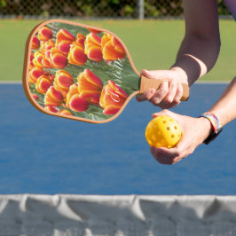 Orange Tulip Blooms mit Namen Floral Pickleball Schläger