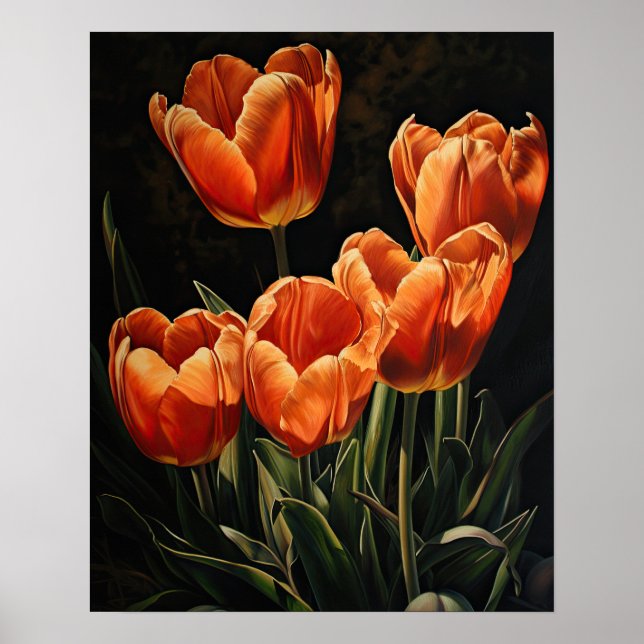 Orange Tulip Blume Art Print Poster (Vorne)