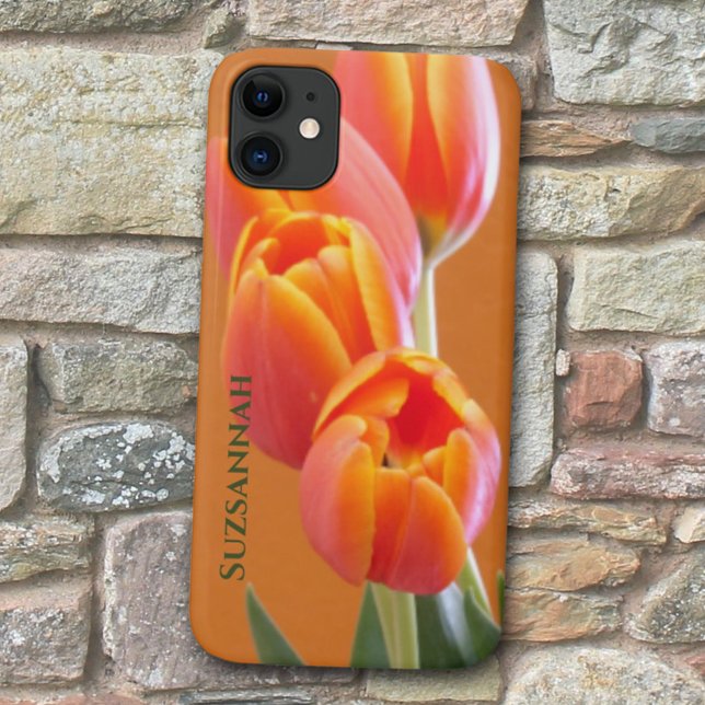 Orange Tulip-Blume benutzerdefinierten Ihren Namen Case-Mate iPhone Hülle (Von Creator hochgeladen)
