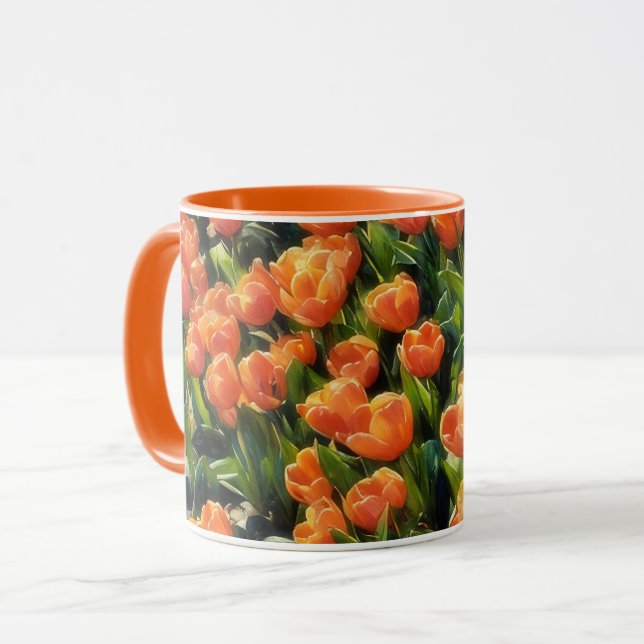 Orange Tulip Flower Garden Tasse (Vorderseite Links)