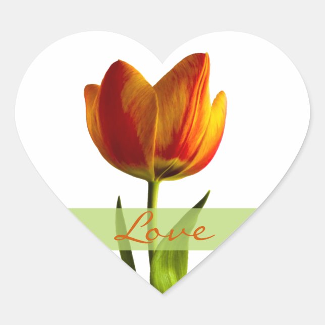 Orange Tulip Liebe Heart Wedding Umschlag Aufklebe Herz-Aufkleber (Vorderseite)