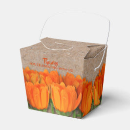 Orange Tulip on Kraft Take Out Style Fevor Box Geschenkschachtel