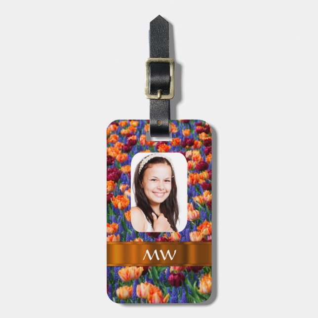 Orange tulip personalisiertes Foto Gepäckanhänger (Vorderseite vertikal)