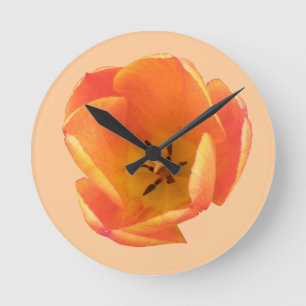 Orange Tulip Wall Clock Runde Wanduhr
