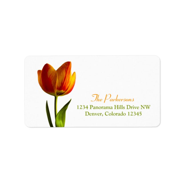 Orange Tulip Wedding Address Labels Adressaufkleber (Vorne)