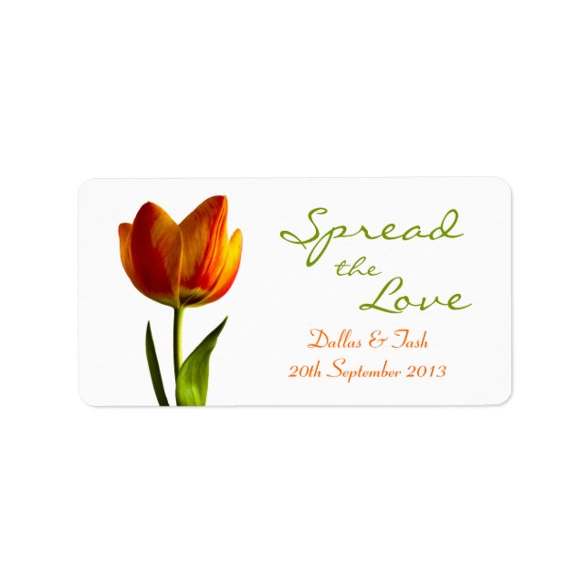 Orange Tulip Wedding Jam Jar Labels Adressaufkleber (Vorne)