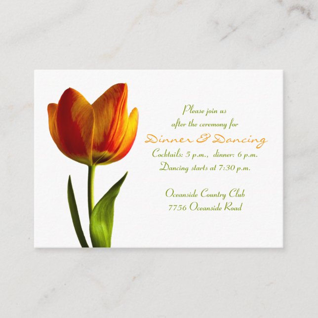Orange Tulip Wedding Reception Card Begleitkarte (Vorderseite)
