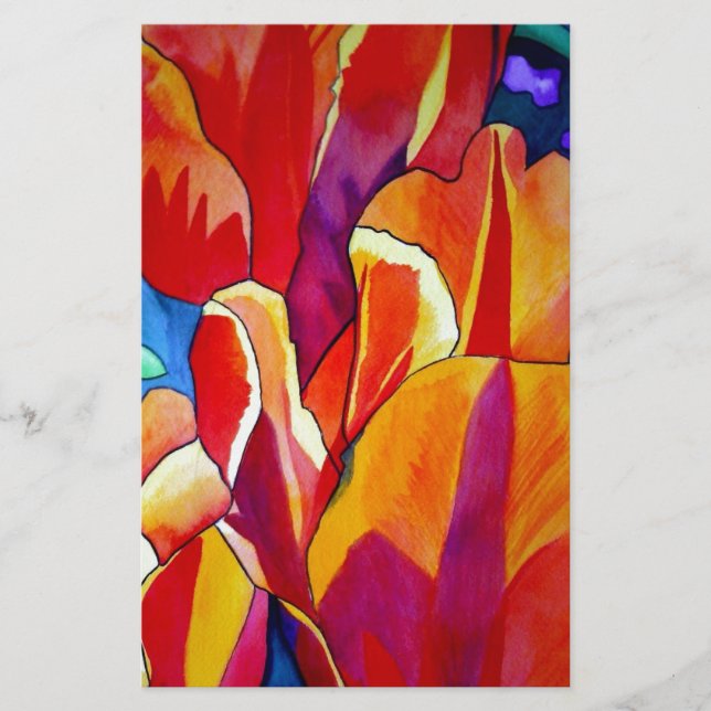 Orange Tulips Aquarellmalerei Blume (Vorderseite)