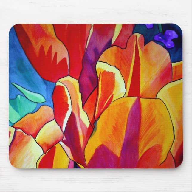 Orange Tulips Aquarellmalerei Blume Mousepad (Vorne)