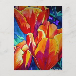 Orange Tulips Aquarellmalerei Blume Postkarte