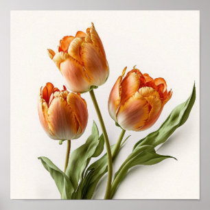 Orange Tulips Blume Art Print Poster