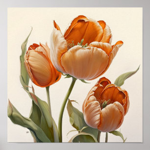 Orange Tulips Blume Art Print Poster