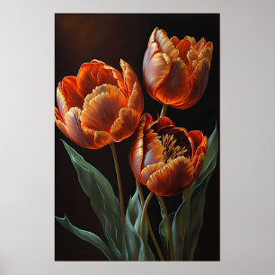 Orange Tulips Blume Art Print Poster