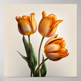 Orange Tulips Blume Art Print Poster