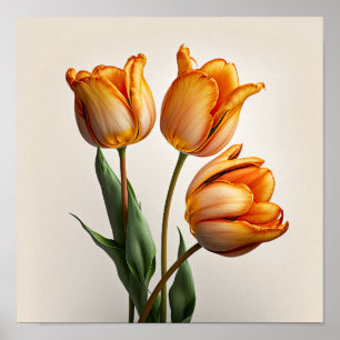 Orange Tulips Blume Art Print Poster