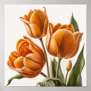 Orange Tulips Blume Art Print Poster