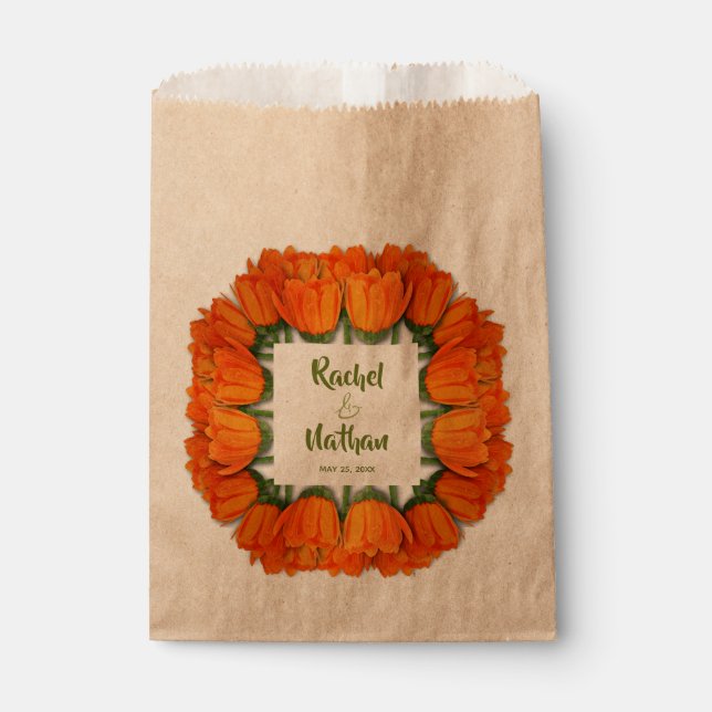 Orange Tulips Brautparty Kraft Geschenktütchen (Vorderseite)