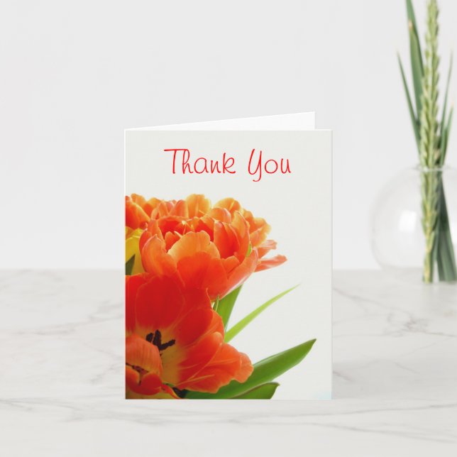 Orange Tulips Dankeschön Note Card Dankeskarte (Vorderseite)