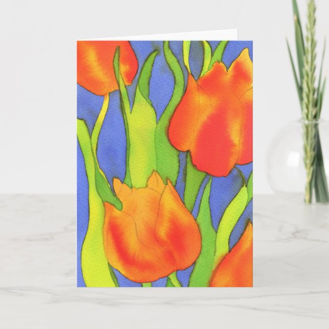 Orange Tulips Greetings Card Karte (Vorderseite)