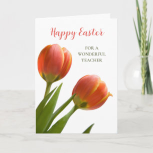 Orange Tulips Happy Oaster Teacher Feiertagskarte