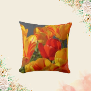 Orange Tulips Spring Blumen Kissen