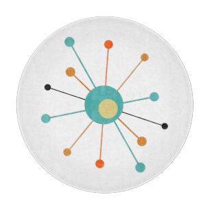 Orange Türkis Atomage Sternexplosion Mitte Jahrhun Schneidebrett