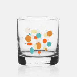 Orange Türkis Cream Circles Mid Century Whiskyglas