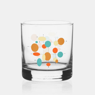 Orange Türkis Cream Circles Mid Century Whiskyglas