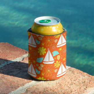 ORANGE TURKIS GELBE SOMMERBOOTE & MUSCHELN DOSENKÜHLER