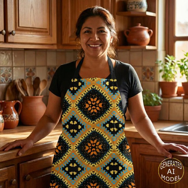 Orange Türkise Black Ethnic Boho Muster Schürze (Von Creator hochgeladen)