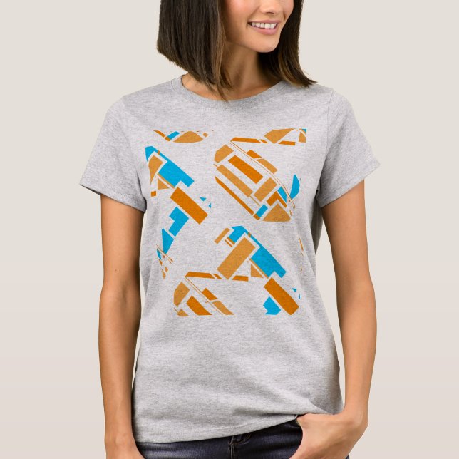 Orange Türkise Blue Diagonal Southwest Art Look T-Shirt (Vorderseite)