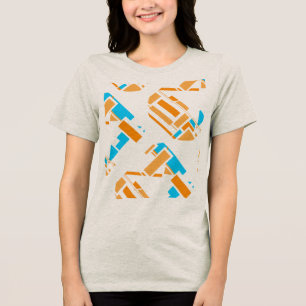 Orange Türkise Blue Diagonal Southwest Art Look Tri-Blend Shirt