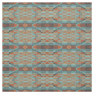 Orange Turquoise Aquamarin Blue Aztec Mosaikmuster Stoff