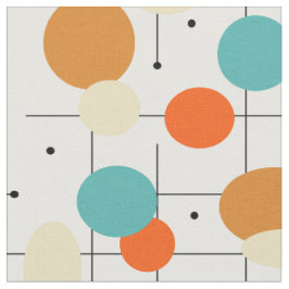 Orange Turquoise Circles Lines Mid Century Moderne Stoff