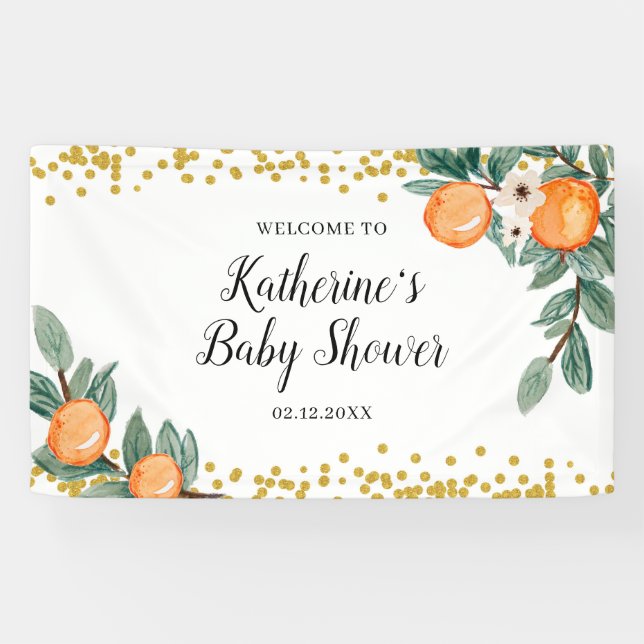 Orange Twin Baby Dusche Große Banner (Horizontal)