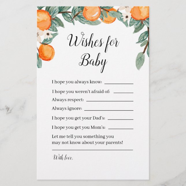 Orange Twin Baby Dusche Wünsche für Baby (Vorderseite)