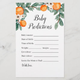 Orange Twin Baby Shower Baby Predictions Game