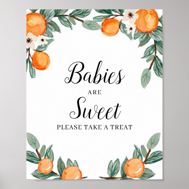 Orange Twin Baby Shower Babys sind Sweet Sign Poster (Vorne)