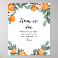 Orange Twin Baby Shower Mama-osa Bar Sign