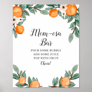 Orange Twin Baby Shower Mama-osa Bar Sign Poster