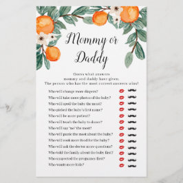 Orange Twin Baby Shower Mommy oder Daddy Game