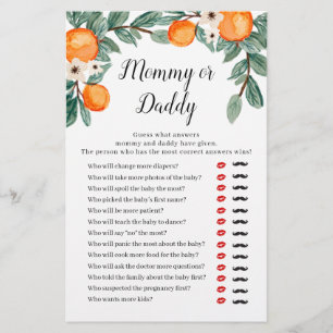 Orange Twin Baby Shower Mommy oder Daddy Game