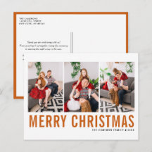 Orange Typografie Frohe Weihnachtsfoto Collage