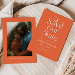 Orange Typografy Wedding Save The Date