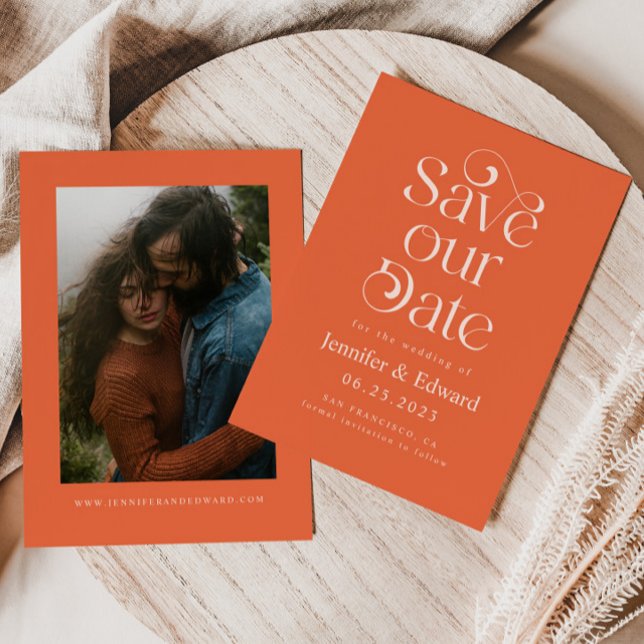 Orange Typografy Wedding Save The Date (Von Creator hochgeladen)